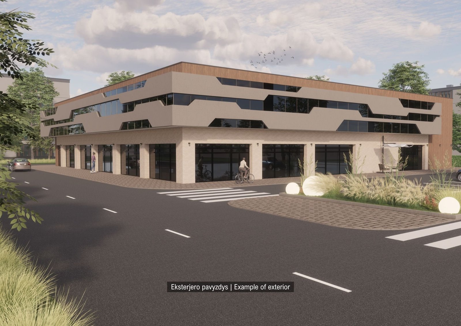 Z128, Brasov V: architectural rendering (example of exterior) of the mixed-use commercial complex under construction, InRento built-to-let project